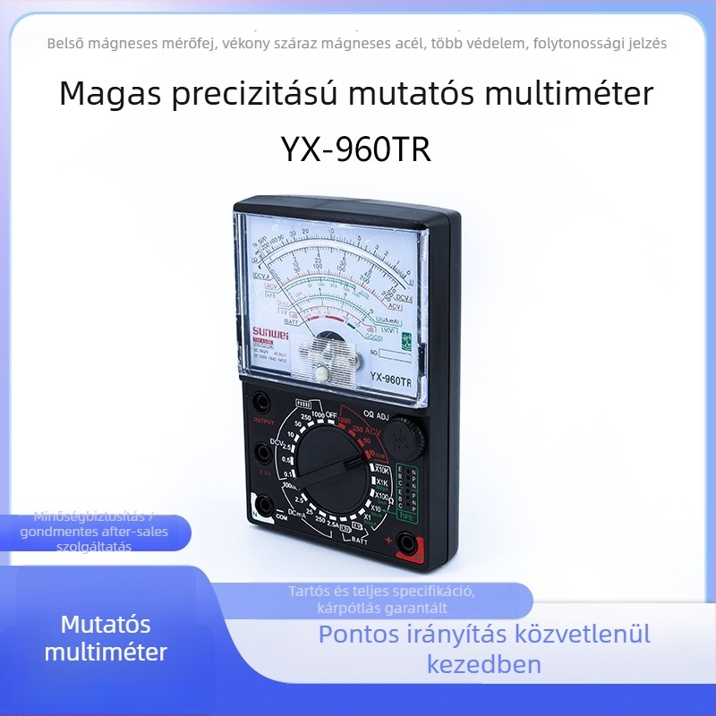 YX-960TR analóg multiméter mutatós típusú, elektromérnököknek, karbantartásra, otthoni használatra és oktatásra; ISO 9001 tanúsítvány; hivatalos magánmárka