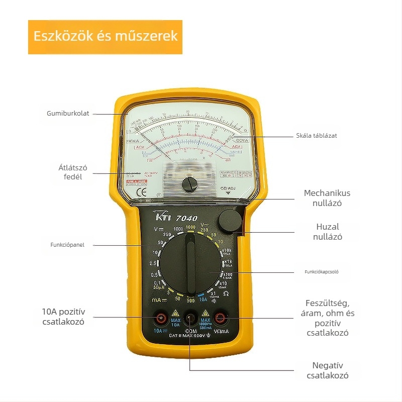 Kotai KT-7040 analóg multiméter védőtokkal