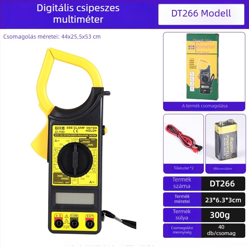 Luwei digitális csipeszes multiméter kijelzővel; kapacitás tartomány 25; biztonsági szint 50