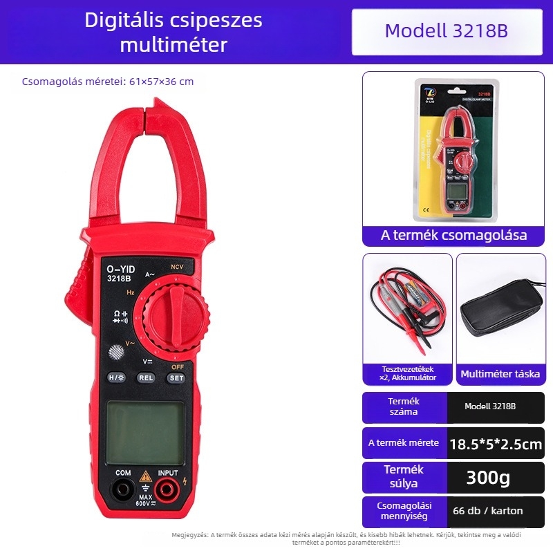 Luwei digitális csipeszes multiméter kijelzővel; kapacitás tartomány 25; biztonsági szint 50