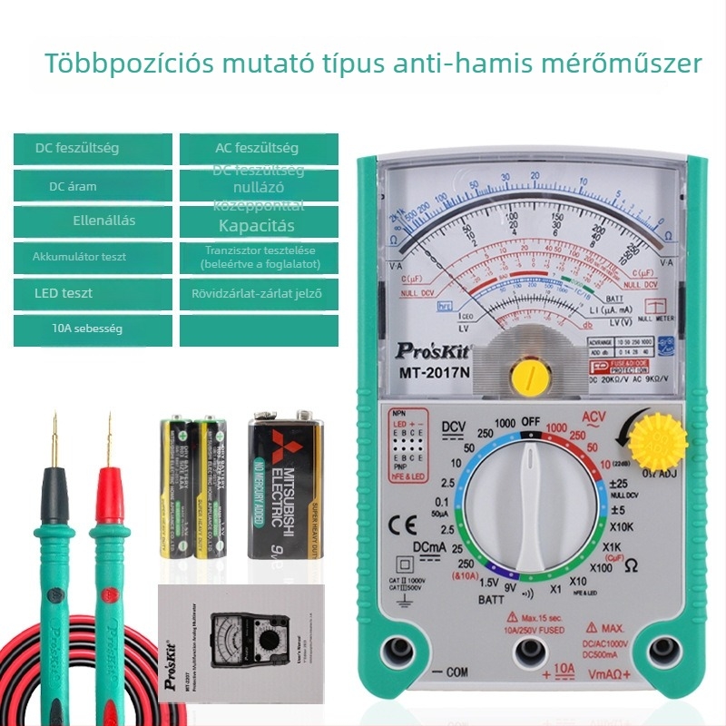 MT-2017 analóg multiméter kapacitás-, ellenállás-, folytonossági mérés hangjelzéssel és árammérés