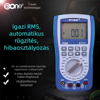 ET111 digitális multiméter valódi RMS-szel, automatikus tartomány, DC/AC feszültség és áram, kapacitás
