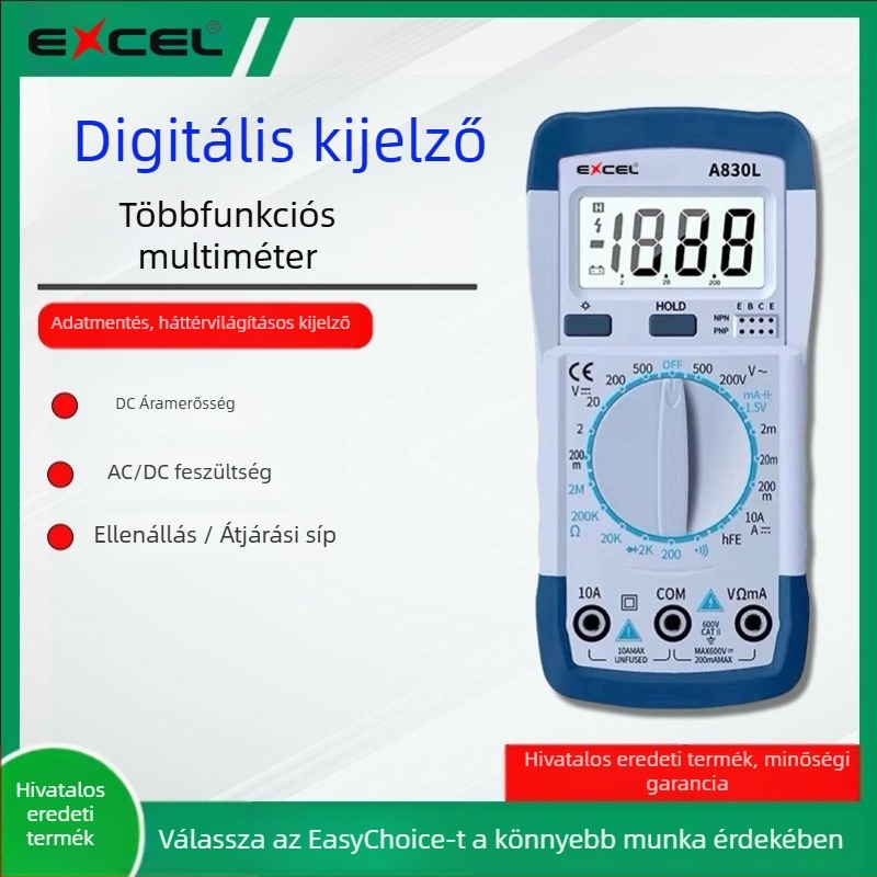 EXCEL digitális multiméter – ampermérő, kapacitás mérése, hordozható, precíz eszköz