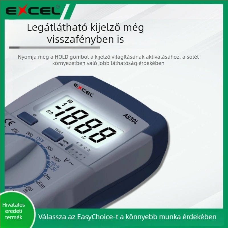 EXCEL digitális multiméter – ampermérő, kapacitás mérése, hordozható, precíz eszköz