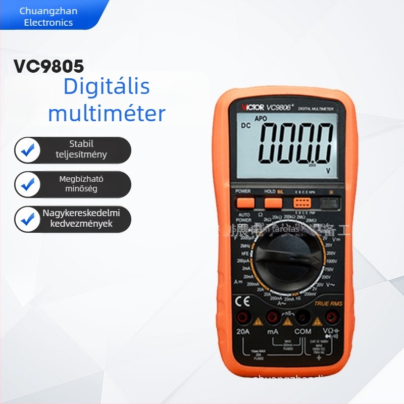 Victory VC9805 kézi digitális multiméter professzionális felhasználásra, CE, TUV és ISO 9001:2000 tanúsítvánnyal