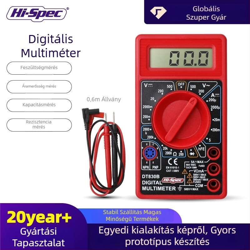 Hipsec Digitális Multiméter - kézi, hordozható, CE tanúsítvánnyal, háztartási, diák és szakemberek számára