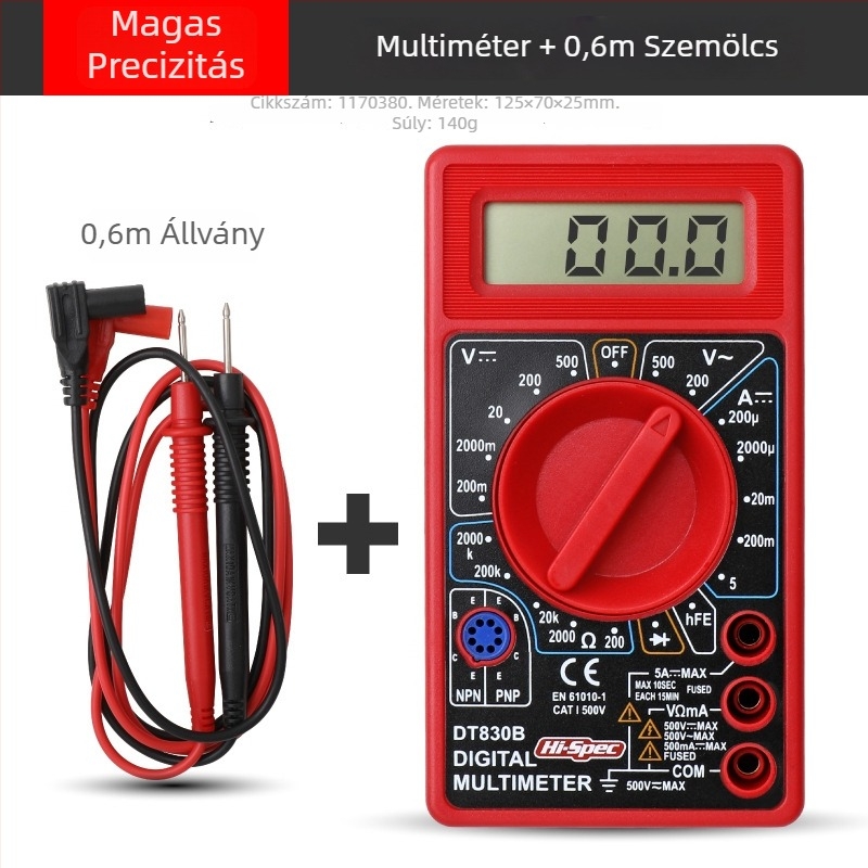 Hipsec Digitális Multiméter - kézi, hordozható, CE tanúsítvánnyal, háztartási, diák és szakemberek számára