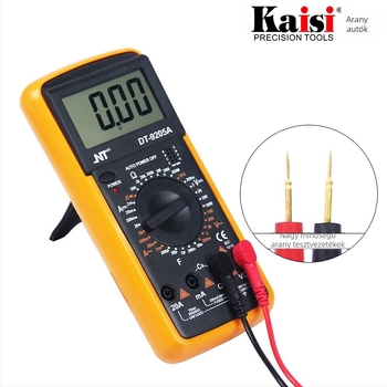 Kaisi/kkins DT9205A Hordozható digitális multiméter, nagy pontosságú, mér DC-t 1000 V-ig és AC-t 700 V-ig, kapacitás 2 nF–200 μF, otthoni használatra