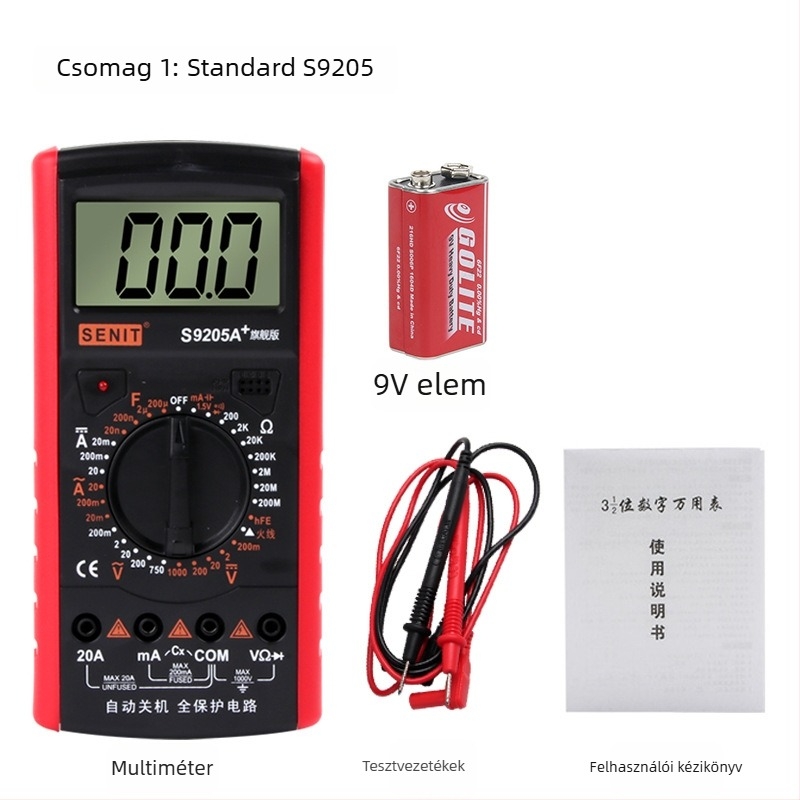 CHKL S9205A Digitális multiméter automatikus kikapcsolással, magas pontosságú, izolált és lángálló