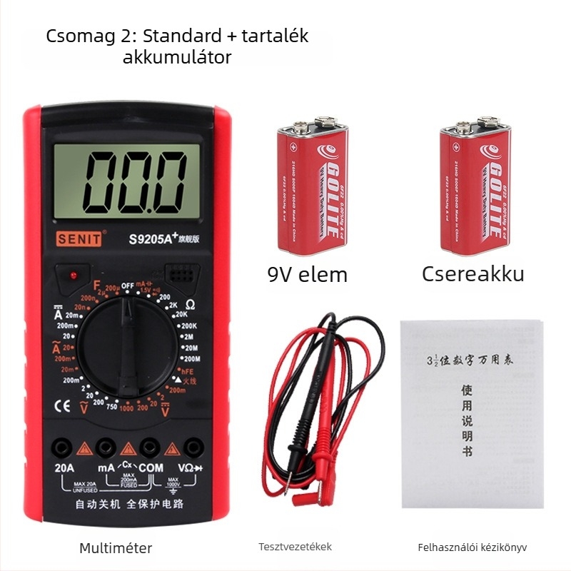 CHKL S9205A Digitális multiméter automatikus kikapcsolással, magas pontosságú, izolált és lángálló