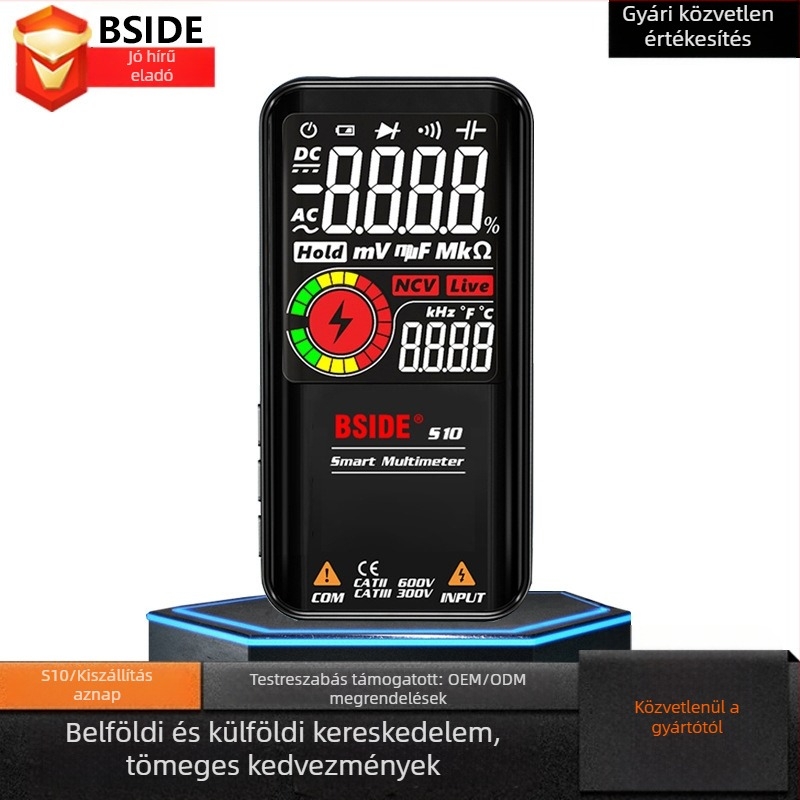BSIDE S10 színes kijelzős digitális multiméter, nagy pontosságú, intelligens, égés elleni védelem, elektromos javításhoz és háztartási használatra