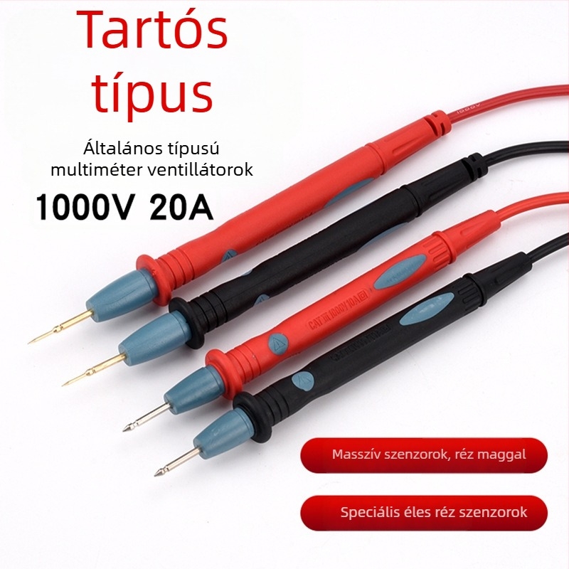 Digitális multiméter tollal tesztvezeték, 1000V, 20A, aranyozott fej