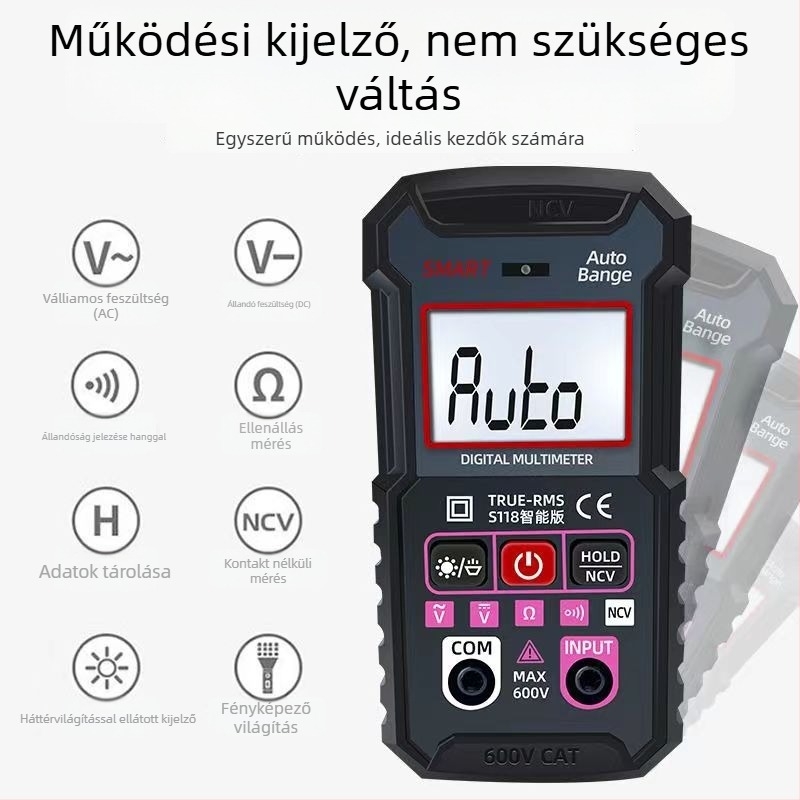 Yi saiyou Hordozható Okos Digitális Multiméter Digitális Kijelzővel Otthoni Használatra (Import nélkül)