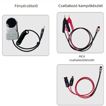 PV panel teszter teljesítménymérővel és ampermérővel, nyitott áramkör feszültség mérővel, CE tanúsítvánnyal, PVC ház, professzionális használatra
