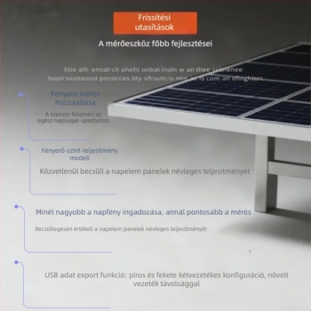 PV panel teszter teljesítménymérővel és ampermérővel, nyitott áramkör feszültség mérővel, CE tanúsítvánnyal, PVC ház, professzionális használatra