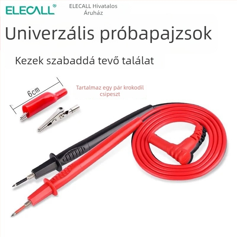 Elaike Univerzális Digitális Műszer Tesztvezetékek Krokodil-klipszekkel és Próbacsatlakozókkal