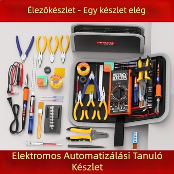 Mérőműszer és forrasztópáka oktatókészlet digitális kijelzővel, belső fűtés, villanyszerelő eszköztartó doboz