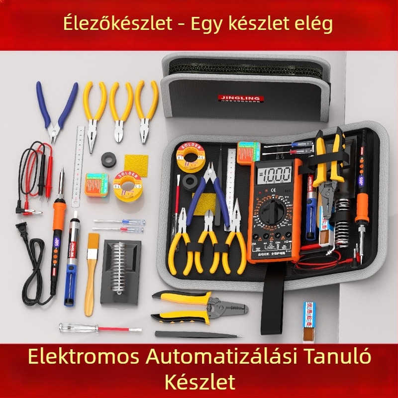 Mérőműszer és forrasztópáka oktatókészlet digitális kijelzővel, belső fűtés, villanyszerelő eszköztartó doboz