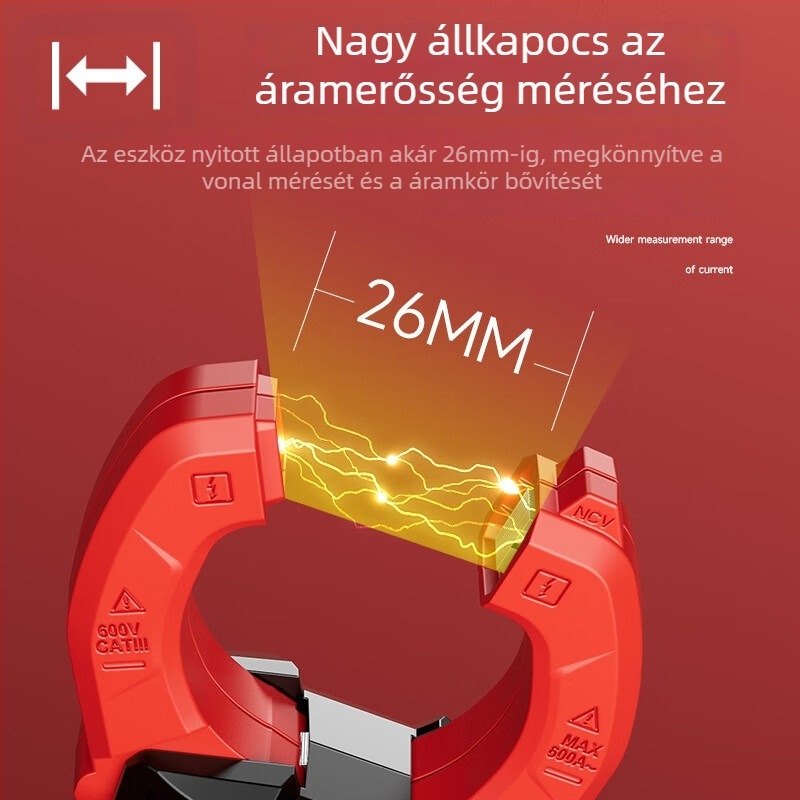 UYIGAO AC csuklómérő, 600 A mérési tartomány, 5999-es kijelző, többfunkciós digitális mérőműszer