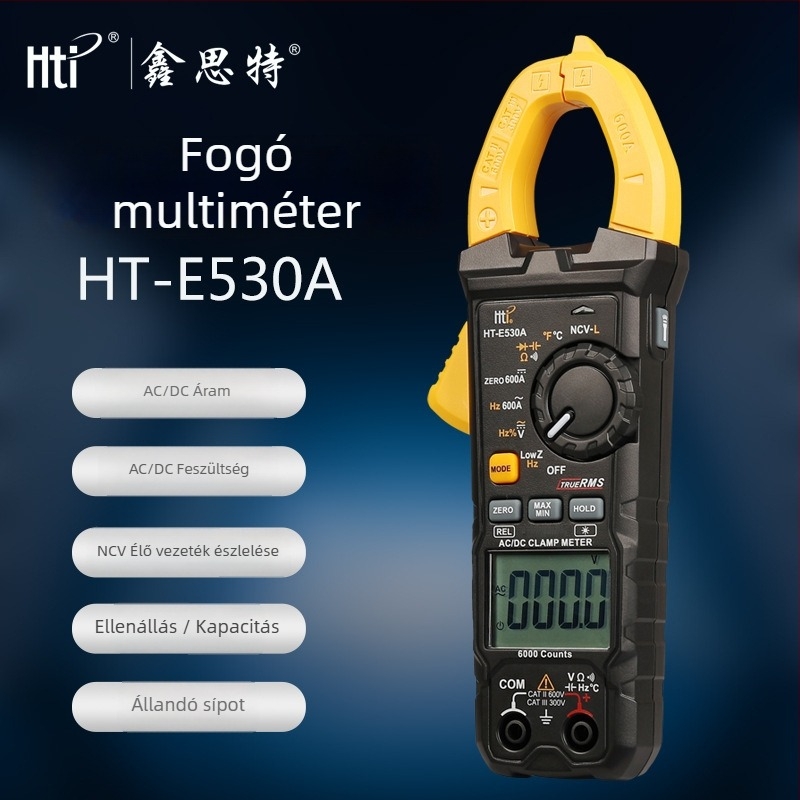 HT-E530A Digitális csuklós multiméter, AC/DC áramerősség mérés, nagy pontosságú, többfunkciós
