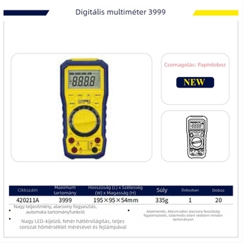 Great Wall digitális multiméter, modellek 420211A/420212A, 3999-pontos kijelző