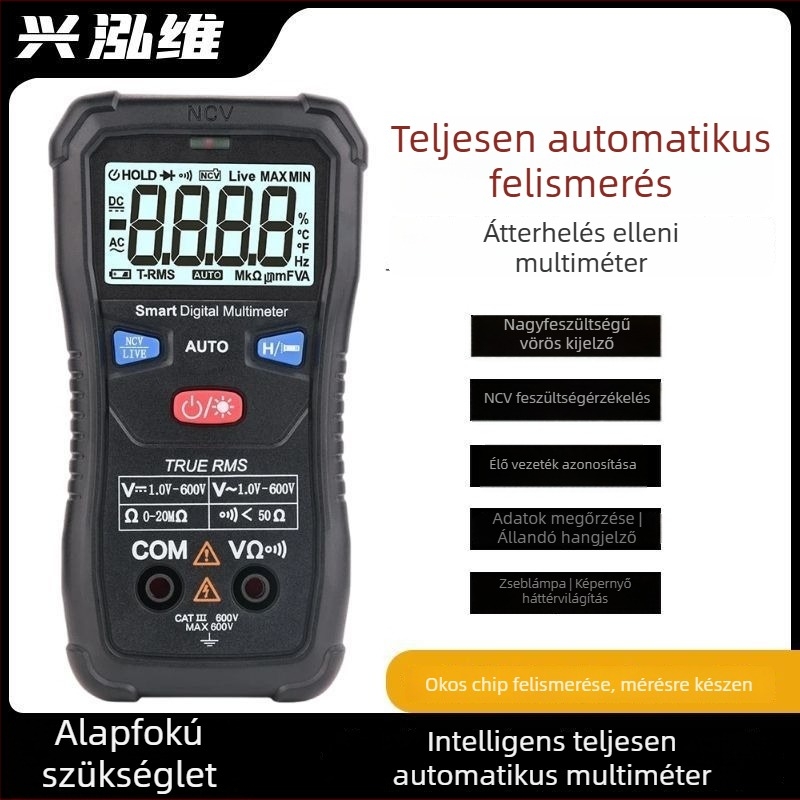 Digitális multiméter, teljesen automata, égési védelem, többfunkciós, megbízható villanyszerelő javítóeszköz