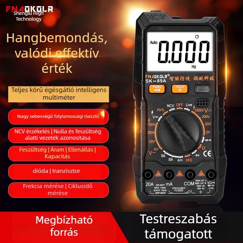 Hangvezérelt okos multiméter digitális kijelzővel, nagy pontosság, teljesen automata, égés elleni védelem, többfunkciós
