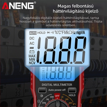 Magas pontosságú digitális multiméter, hordozható, égetés elleni védelem, többfunkciós ampermérő