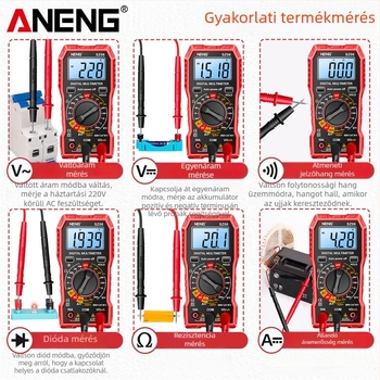 Magas pontosságú digitális multiméter, hordozható, égetés elleni védelem, többfunkciós ampermérő