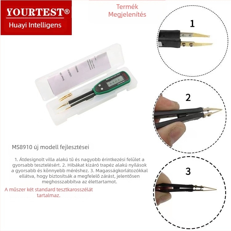 SMD ellenállás-kondenzátor tesztclip, intelligens, automatikus azonosítással chip-komponensekhez, eredet Dongguan, Guangdong, professzionális használat