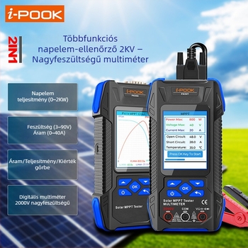 Többfunkciós napelemes fotovoltikus teszter digitális kijelzővel, feszültség 2 kV-ig, teljesítmény 2 kW-ig, márka i-pook