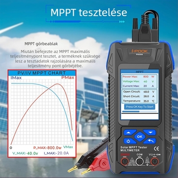 Többfunkciós napelemes fotovoltikus teszter digitális kijelzővel, feszültség 2 kV-ig, teljesítmény 2 kW-ig, márka i-pook