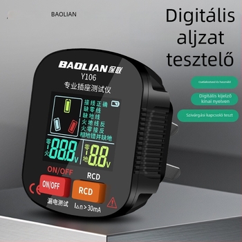 Hangalapú aljzat-teszter, többfunkciós fázisdetektor, földelés és szivárgás vizsgálat, elektromos dugó