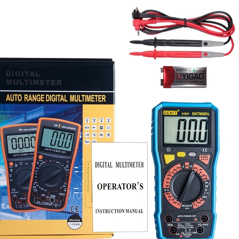 Digitális multiméter égésvédelmi védelemmel, nagy pontosságú digitális kijelző, modell SNT890DL, márka Senit.