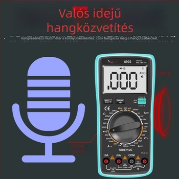 890S digitális multiméter hangos bejelentéssel és nagy pontosságú automatikus digitális kijelzővel, otthoni és professzionális felhasználásra