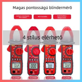 UA2008A AC csipeszmérő, Digitális csipeszmérő elektromos mérésekhez, Feszültség 2–600V, Áramerősség 2–600A, Ellenállás 200Ω–20MΩ, Csipesz nyitás 36 mm