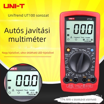 UT105 digitális multiméter autókarbantartáshoz, kiemelkedő pontosságú AC/DC feszültség- és áramerősség-mérés, ellenállás, dióda teszt, adatok tárolása