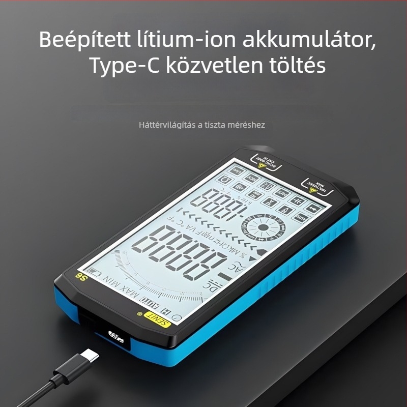 Teljesen automatikus, újratölthető multiméter, nagy pontosságú, égetés elleni védelem, digitális, intelligens nagyképernyővel, karbantartási villanyszerelők számára