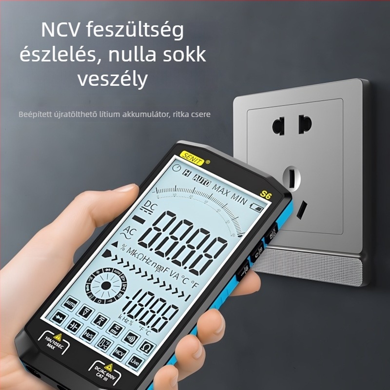 Teljesen automatikus, újratölthető multiméter, nagy pontosságú, égetés elleni védelem, digitális, intelligens nagyképernyővel, karbantartási villanyszerelők számára
