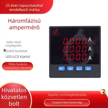 Háromfázisú digitális, többfunkciós teljesítménymérő LCD intelligens kijelzővel, RS-485, 220V tápellátás, 200 g tömeg