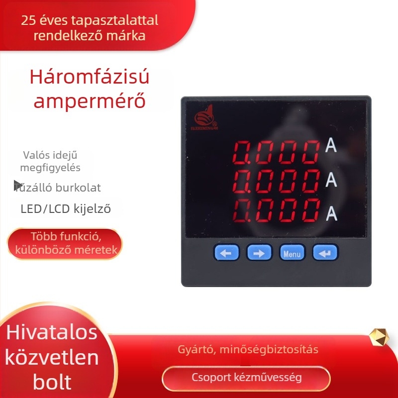 Háromfázisú digitális, többfunkciós teljesítménymérő LCD intelligens kijelzővel, RS-485, 220V tápellátás, 200 g tömeg