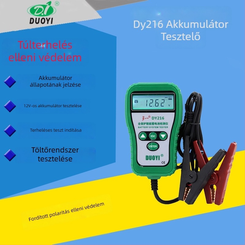 One more DY216 12V autóakkumulátor-tesztelő – belső ellenállás, kapacitás, akkumulátor élettartama