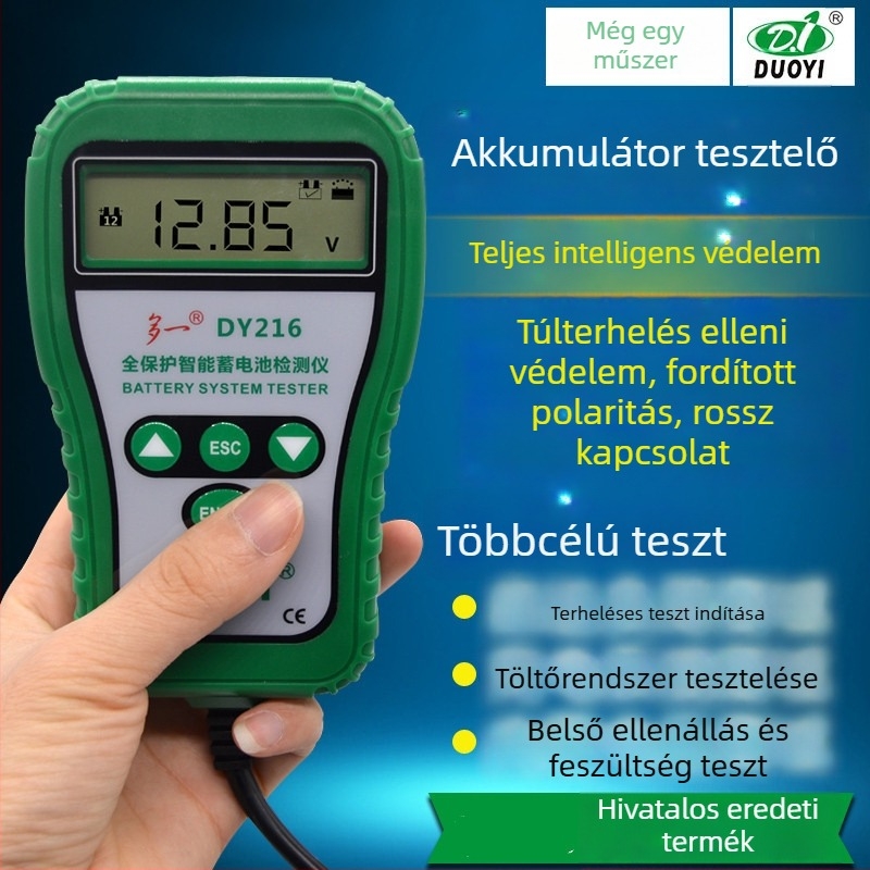One more DY216 12V autóakkumulátor-tesztelő – belső ellenállás, kapacitás, akkumulátor élettartama