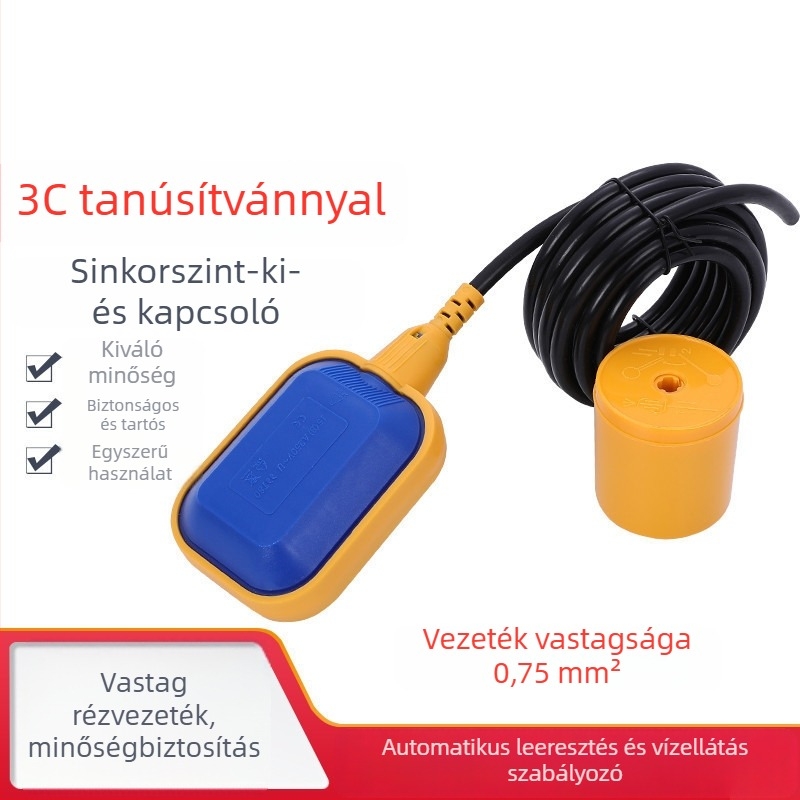 EM15-2 Négyzet alakú úszókapcsoló vízszint-vezérlő relével víztározóhoz, folyadékszint-érzékelő
