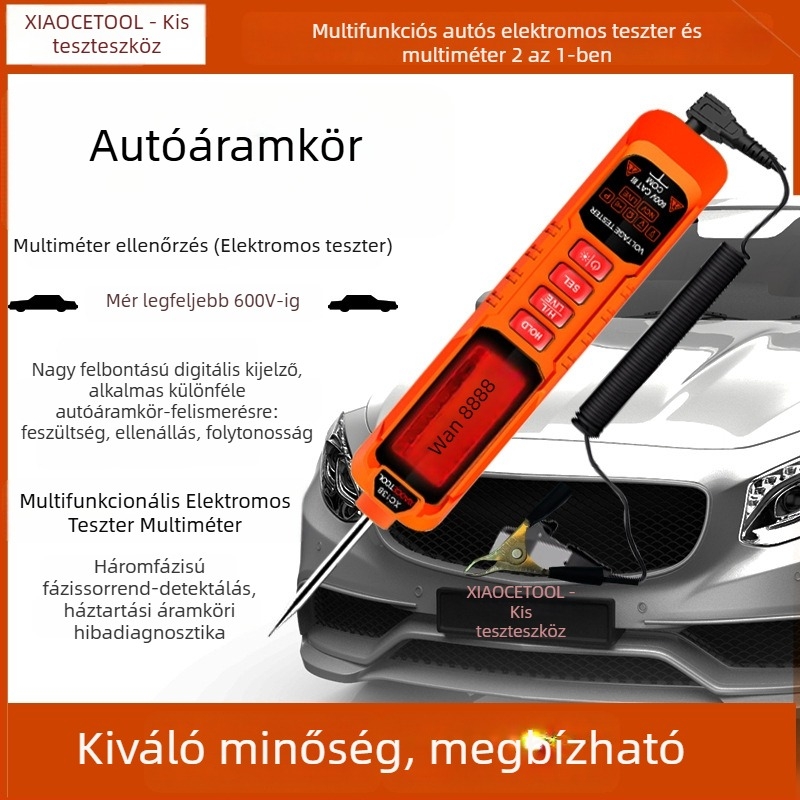 XIAOCETOOL autóvillamossági teszt toll digitális kijelzővel, nagy pontosságú, teljesen intelligens, kiégés elleni védelem, villanyász detektor
