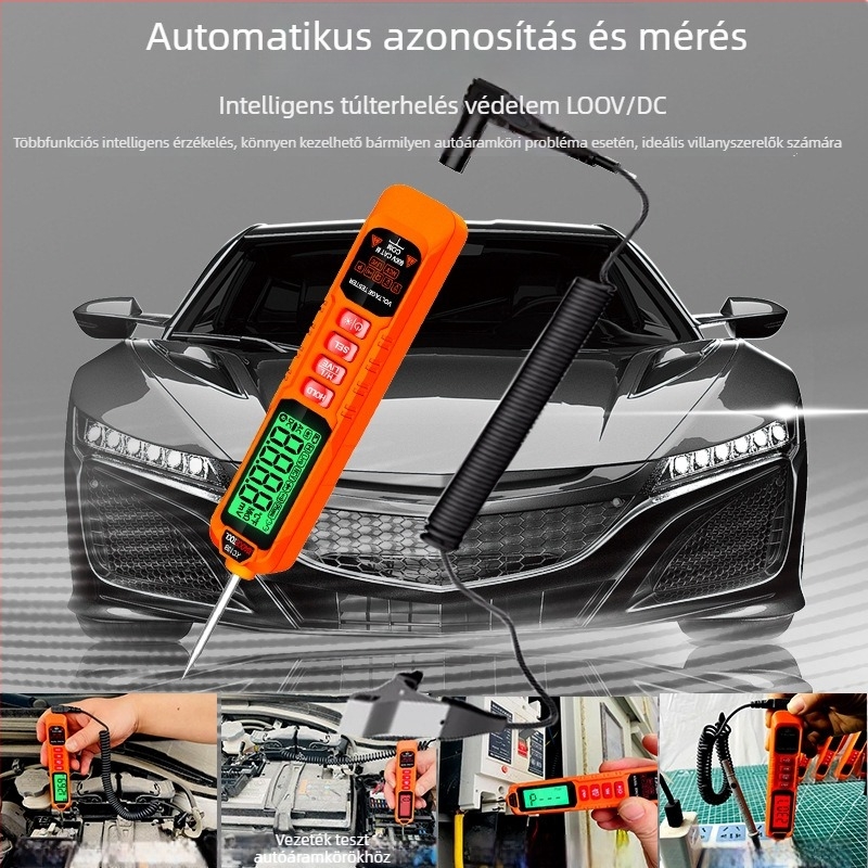 XIAOCETOOL autóvillamossági teszt toll digitális kijelzővel, nagy pontosságú, teljesen intelligens, kiégés elleni védelem, villanyász detektor