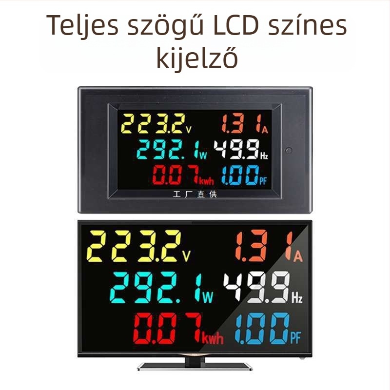 Teljesítménymérő feszültségre, áramra és teljesítménytényező mérésére digitális kijelzővel – intelligens, nagy precizitású készülék