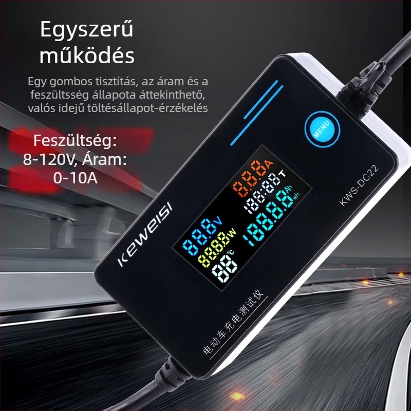 KWS-DC22 Digitális feszültség- és áramerősség-mérő; működtetés 8-12V; mérési tartomány 8-120V; pontosság 1%