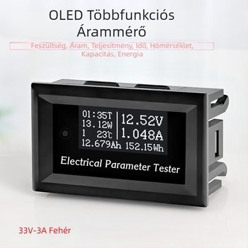 RIDEN Többfunkciós OLED feszültségmérő, áramerősségmérő, wattmérő, hőmérő és akkumulátor-kapacitás-tesztelő