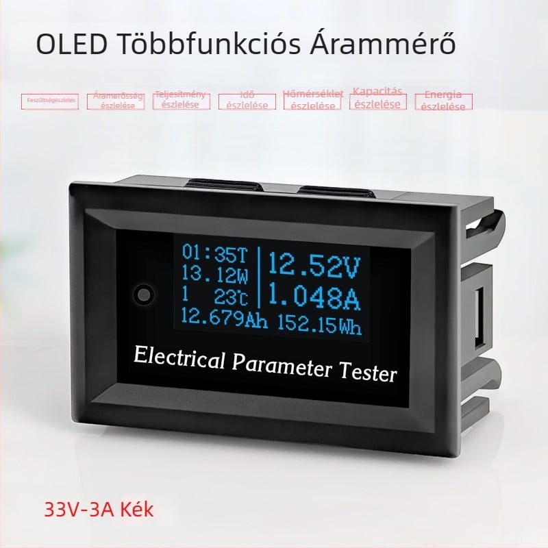 RIDEN Többfunkciós OLED feszültségmérő, áramerősségmérő, wattmérő, hőmérő és akkumulátor-kapacitás-tesztelő